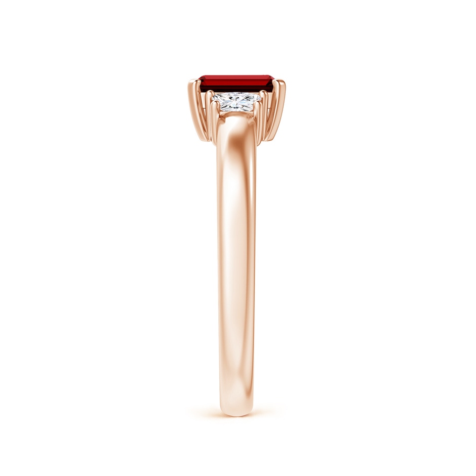6x4mm Labgrown Lab-Grown Ruby and Lab Diamond Three Stone Ring in Rose Gold side 299