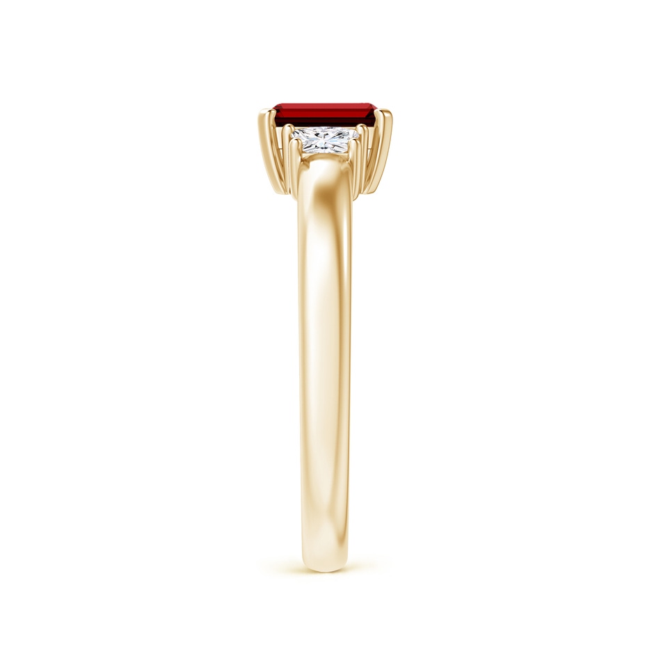 6x4mm Labgrown Lab-Grown Ruby and Lab Diamond Three Stone Ring in Yellow Gold side 299
