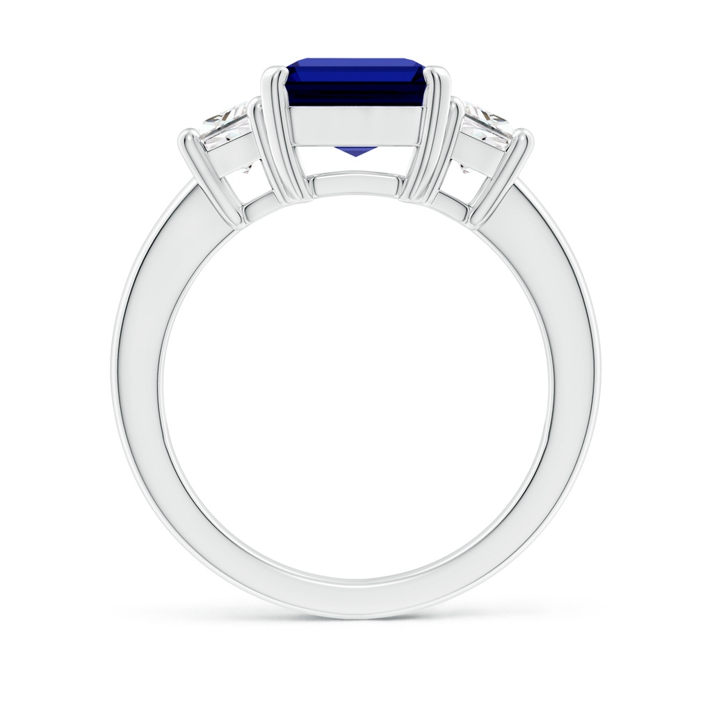 10x8mm Labgrown Lab-Grown Blue Sapphire and Diamond Three Stone Ring in White Gold Side 199