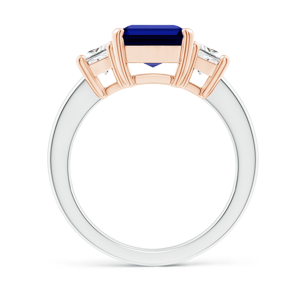 10x8mm Labgrown Lab-Grown Blue Sapphire and Diamond Three Stone Ring in White Gold Rose Gold Side 199