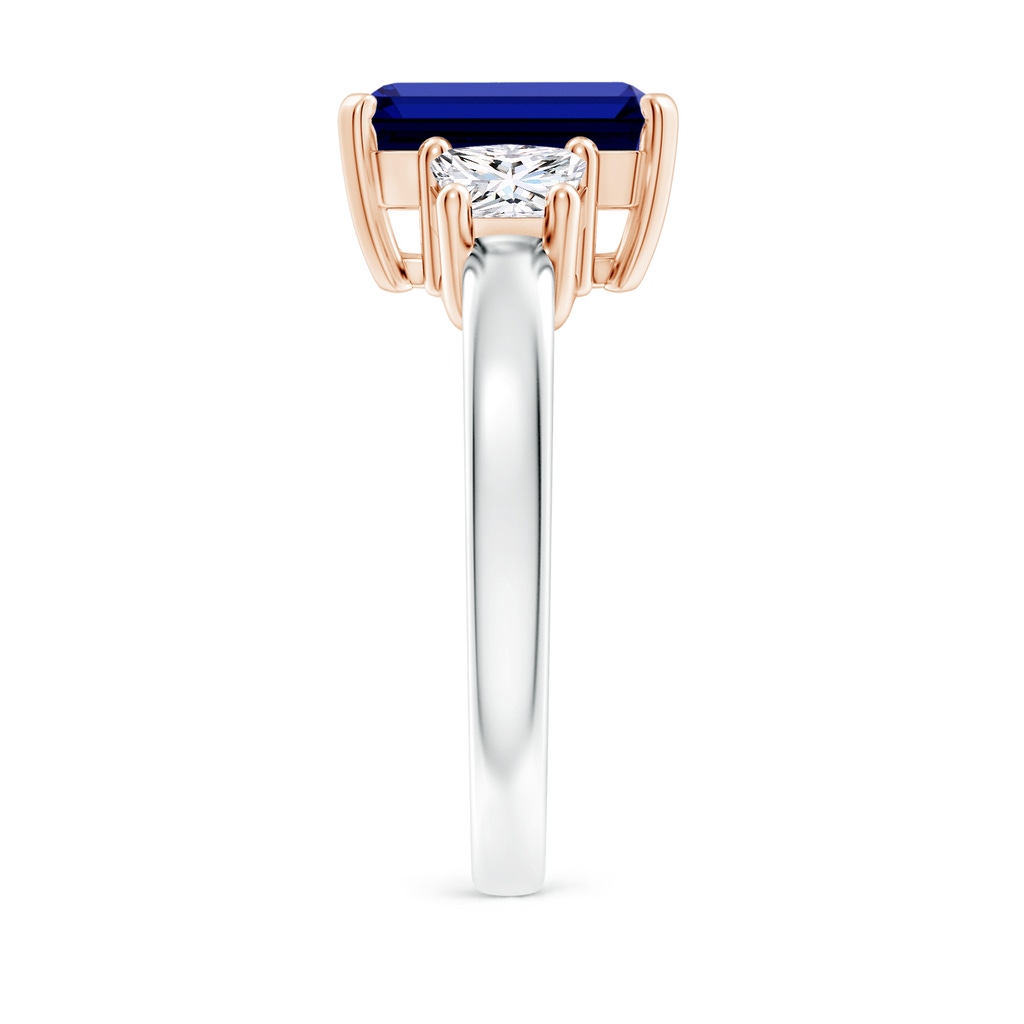 10x8mm Labgrown Lab-Grown Blue Sapphire and Diamond Three Stone Ring in White Gold Rose Gold Side 299