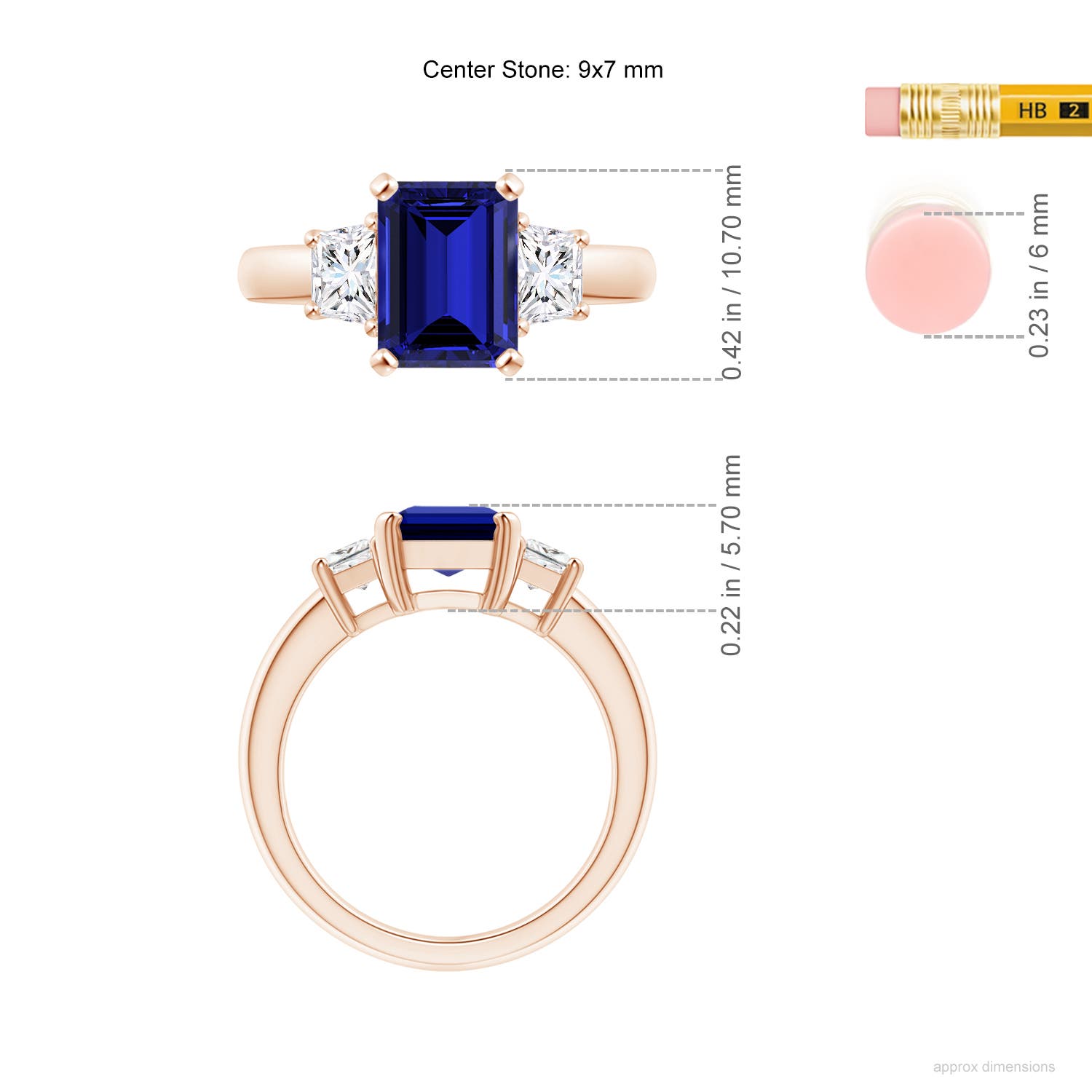 Premium - Lab-Grown Blue Sapphire / 2.93 CT / 14 KT Rose Gold