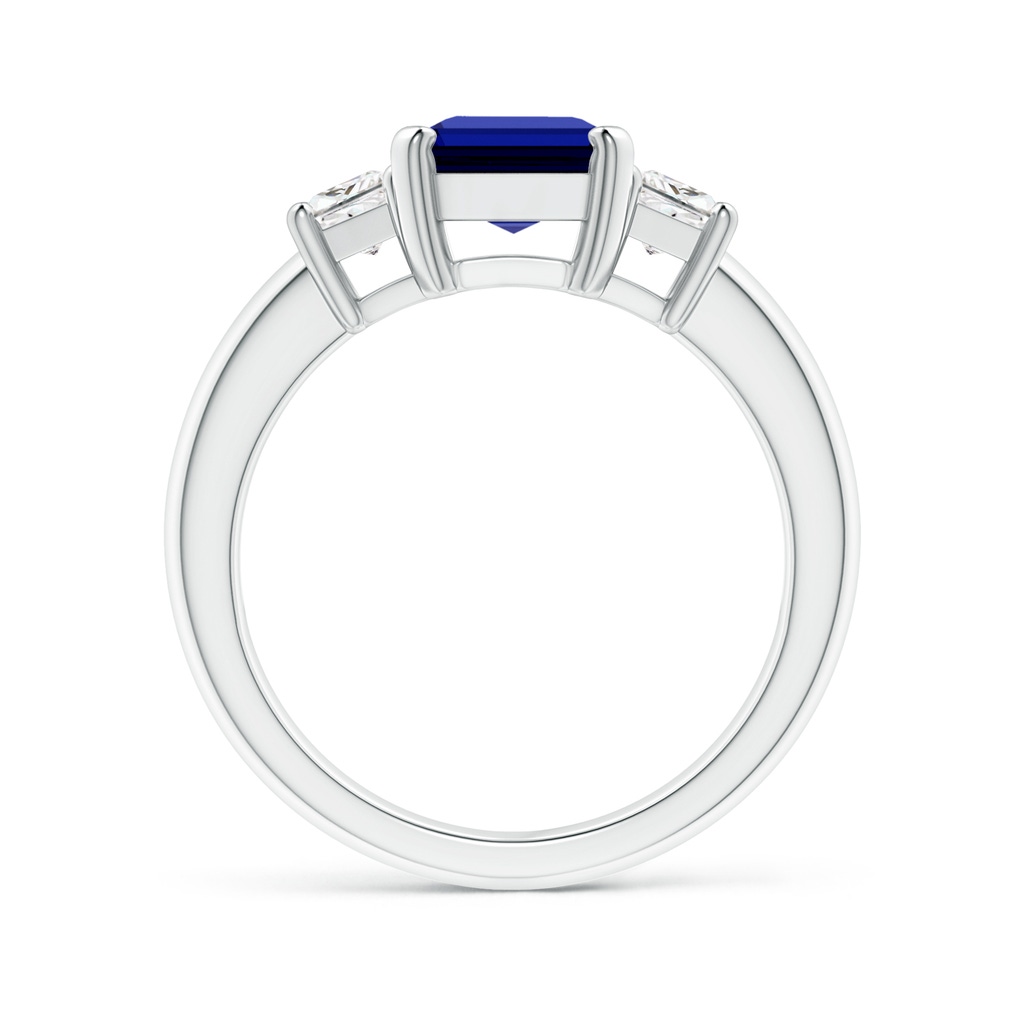 9x7mm Labgrown Lab-Grown Blue Sapphire and Diamond Three Stone Ring in White Gold Side 199