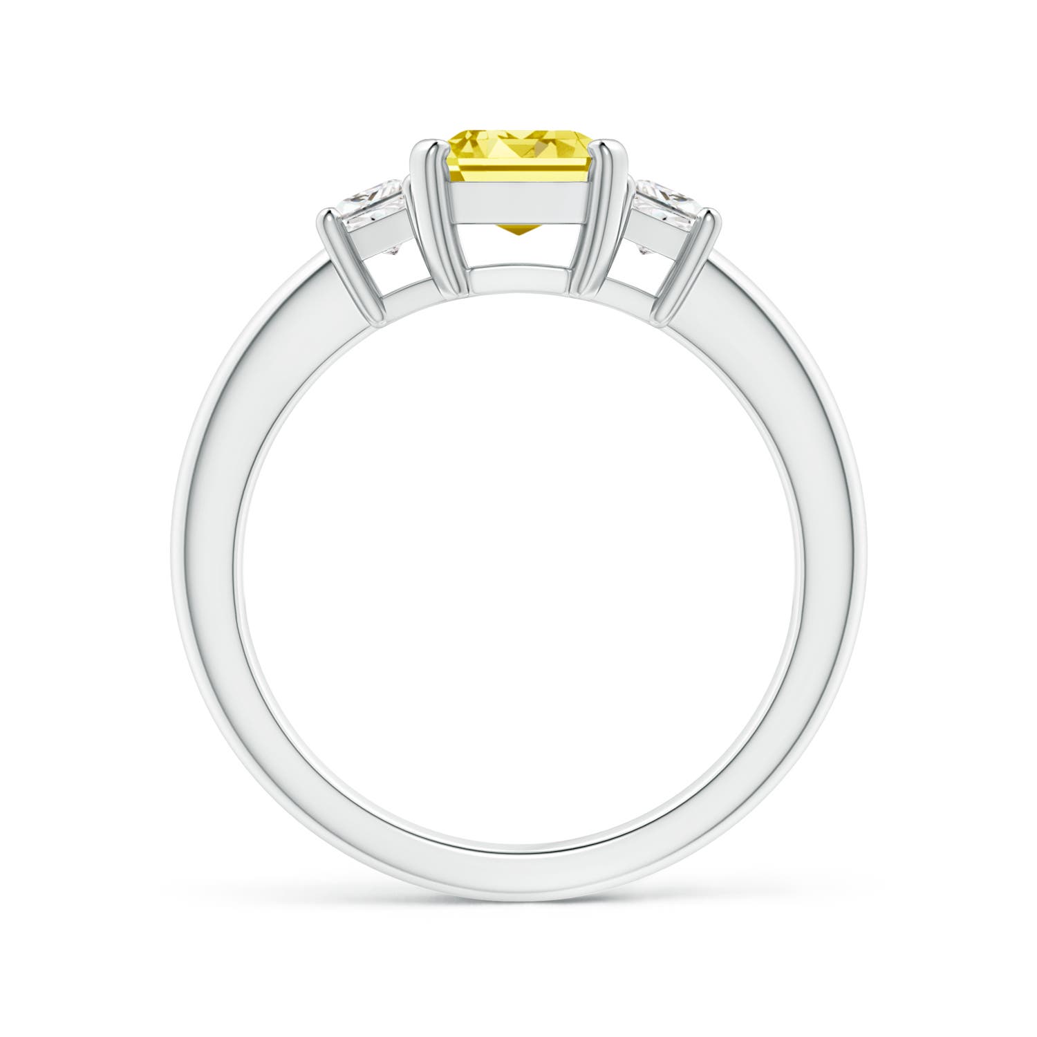 8x6mm Labgrown Lab-Grown Fancy Intense Yellow and White Diamond Three Stone Ring in P950 Platinum