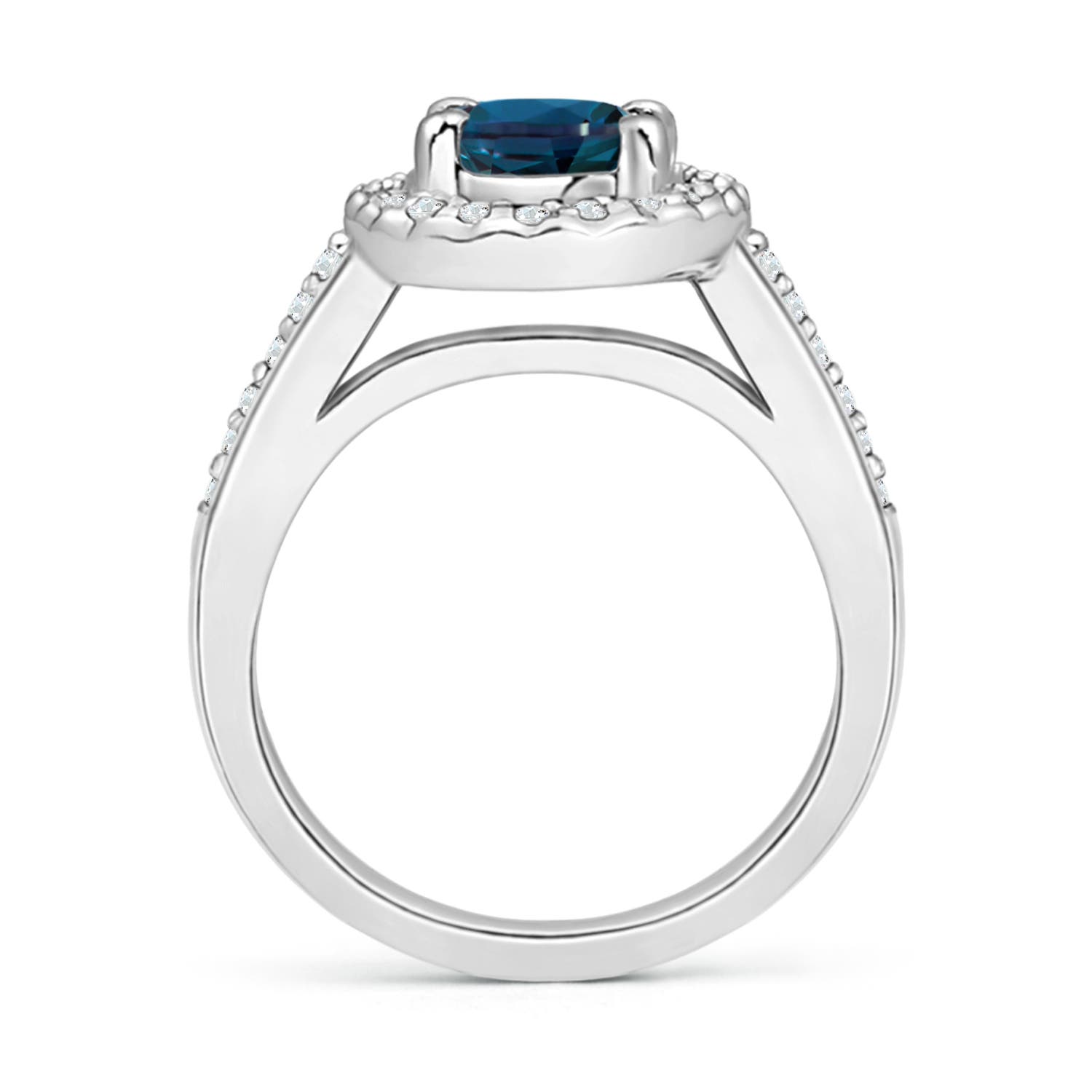 8x6mm Labgrown Classic Oval Lab-Grown Alexandrite Halo Ring with Diamond Accents in 18K White Gold