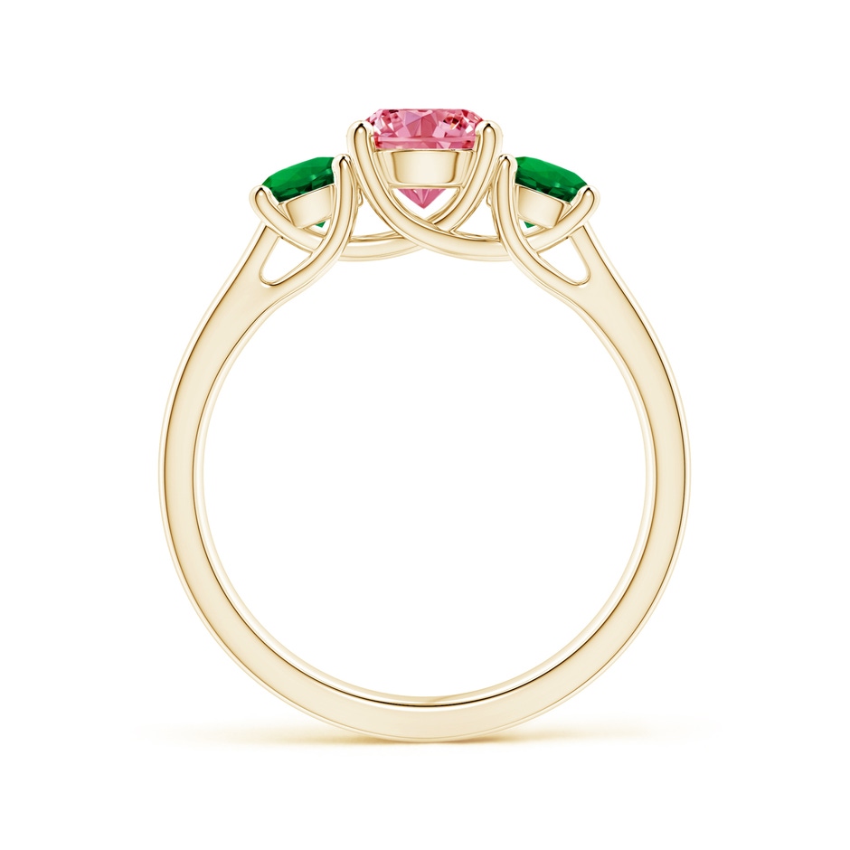 6mm Labgrown Classic Round Lab-Grown Fancy Intense Pink Diamond Three Stone Ring in Yellow Gold side 199