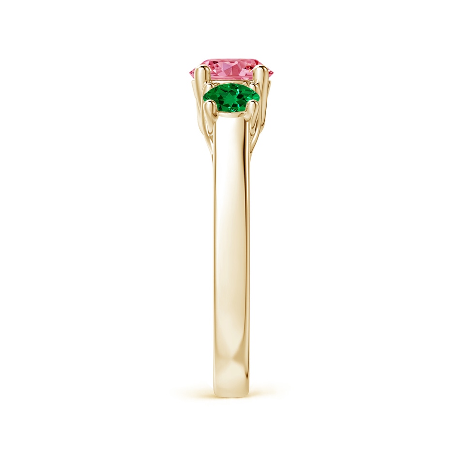 6mm Labgrown Classic Round Lab-Grown Fancy Intense Pink Diamond Three Stone Ring in Yellow Gold side 299