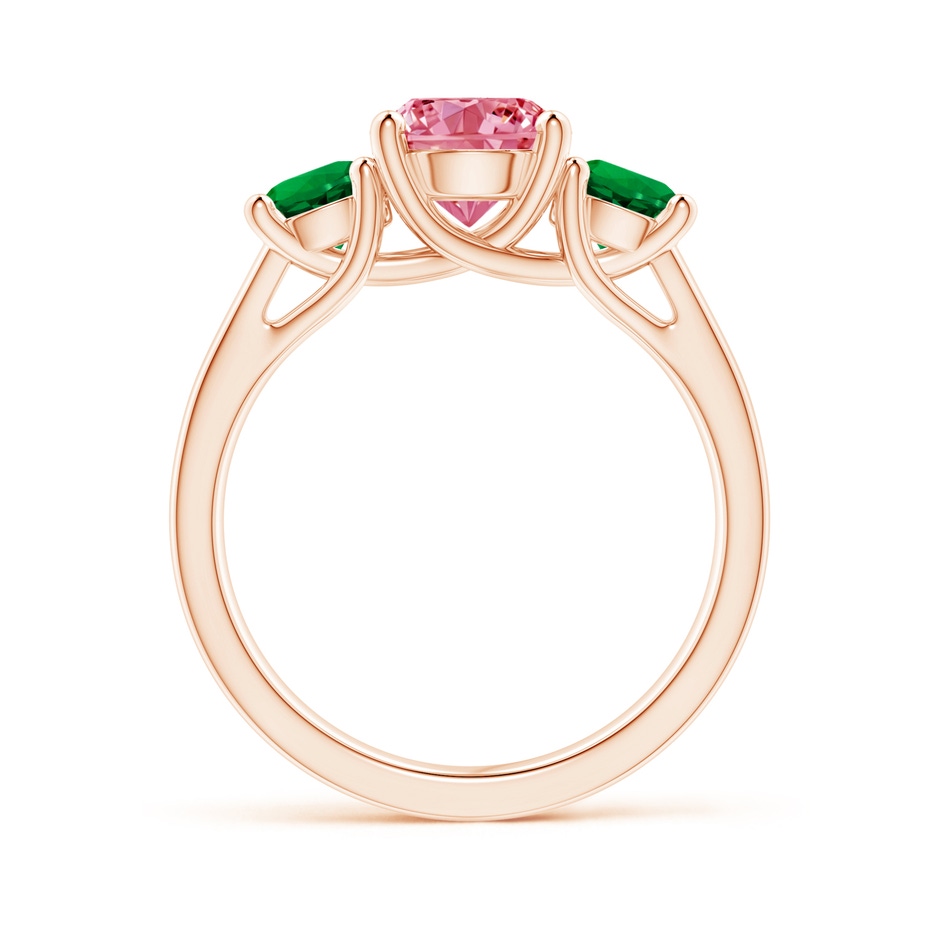 7mm Labgrown Classic Round Lab-Grown Fancy Intense Pink Diamond Three Stone Ring in Rose Gold side 199