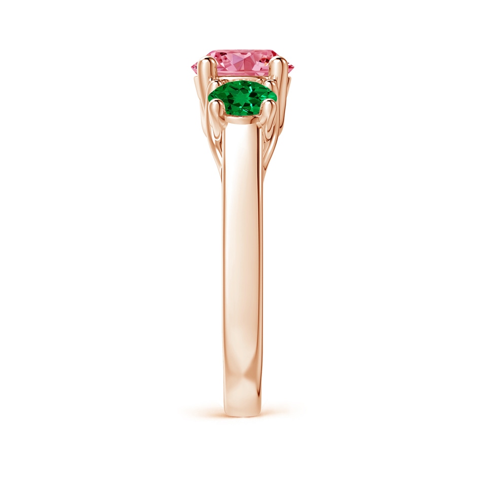 7mm Labgrown Classic Round Lab-Grown Fancy Intense Pink Diamond Three Stone Ring in Rose Gold side 299