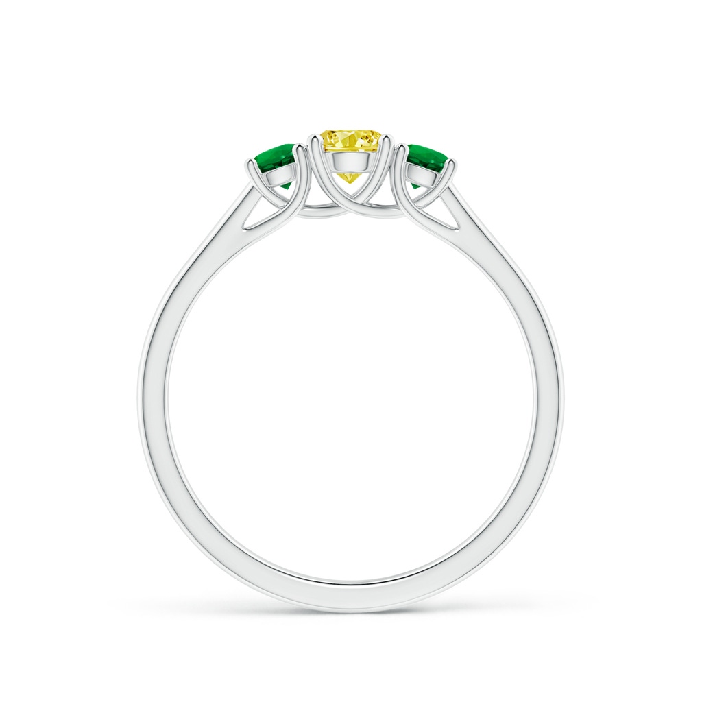 4mm Labgrown Classic Round Lab-Grown Fancy Intense Yellow Diamond Three Stone Ring in P950 Platinum - side 199