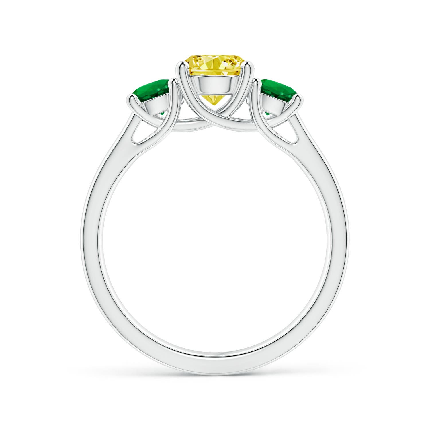 6mm Labgrown Classic Round Lab-Grown Fancy Intense Yellow Diamond Three Stone Ring in White Gold - side 2