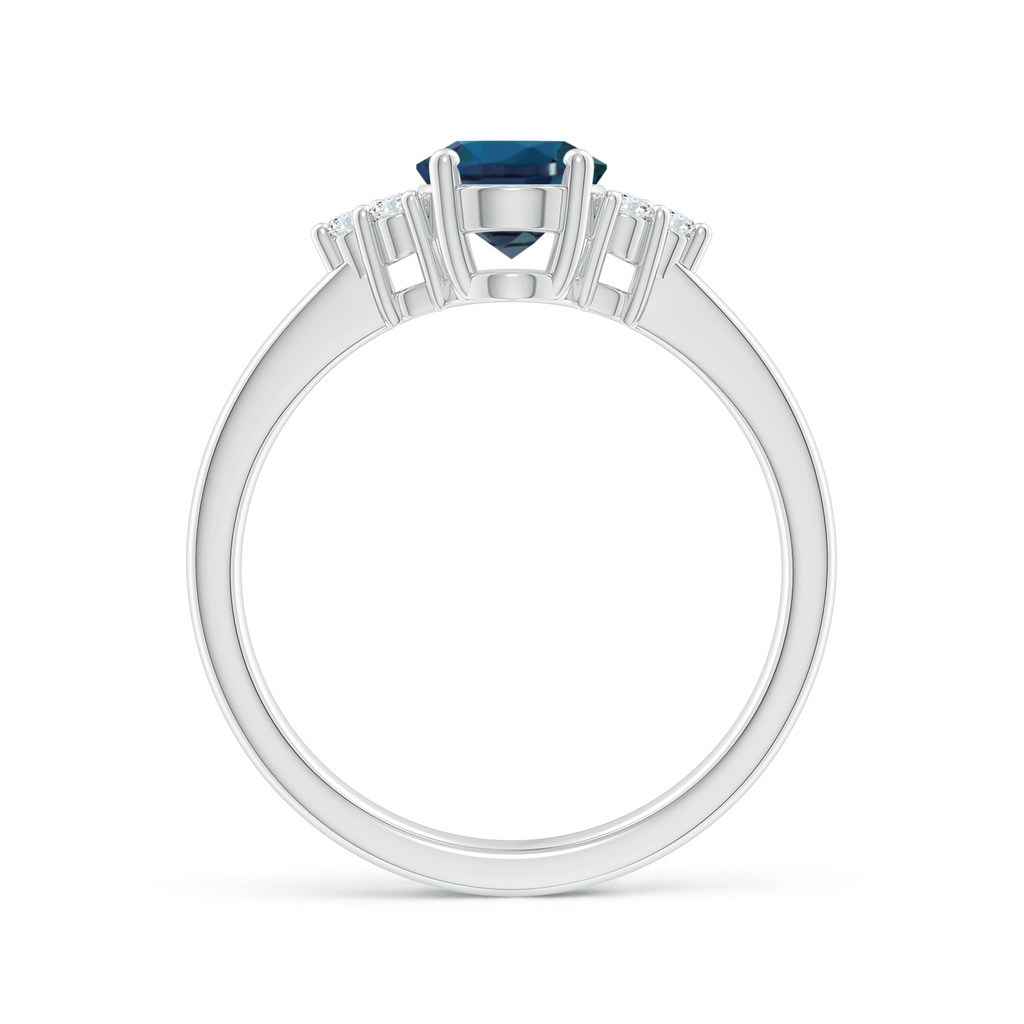 8x6mm Labgrown Solitaire Oval Lab-Grown Alexandrite Ring with Trio Diamond Accents in White Gold - side 199