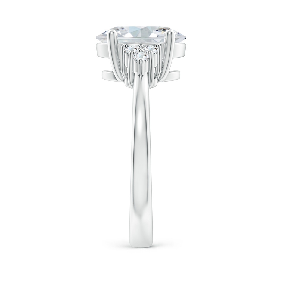 10x8mm FGVS Lab-Grown Solitaire Oval Diamond Ring with Trio Diamond Accents in White Gold side 299
