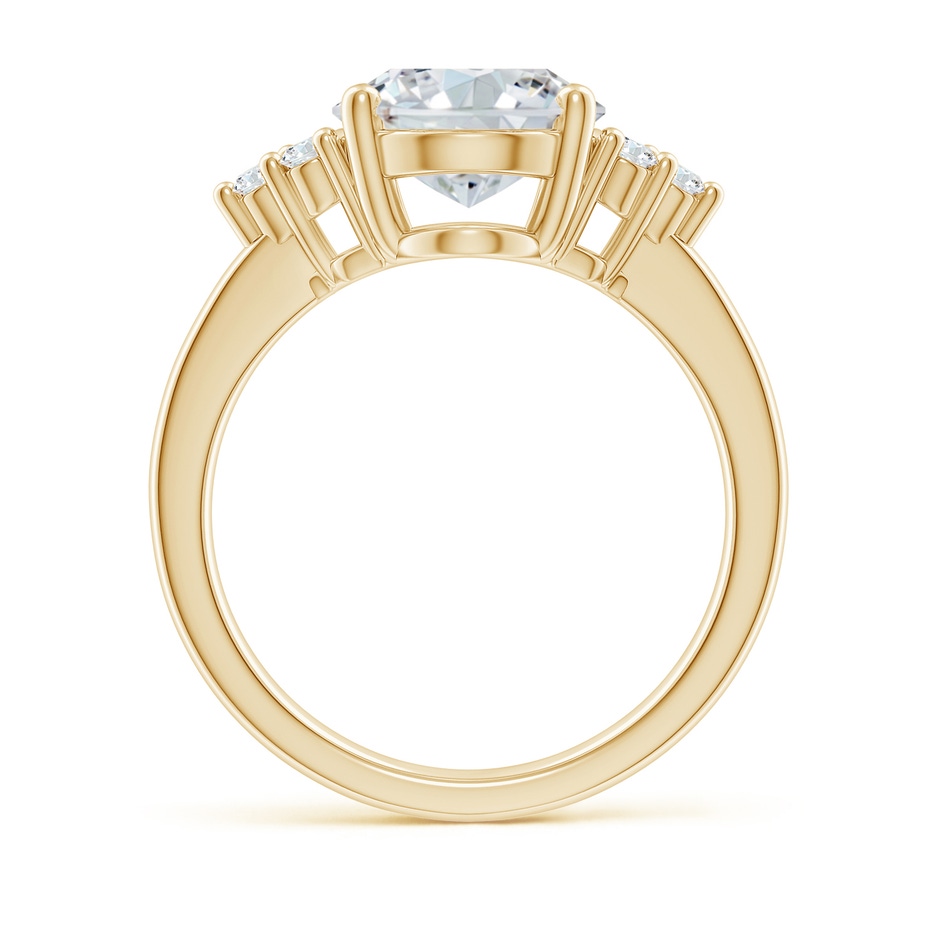 11.5x9mm FGVS Lab-Grown Solitaire Oval Diamond Ring with Trio Diamond Accents in Yellow Gold side 199