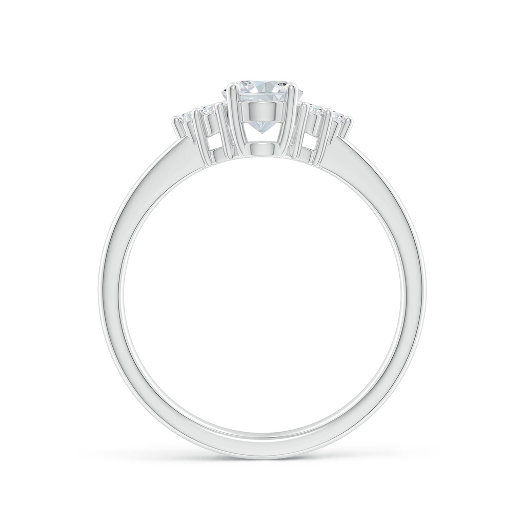 7x5mm FGVS Lab-Grown Solitaire Oval Diamond Ring with Trio Diamond Accents in White Gold Side 199