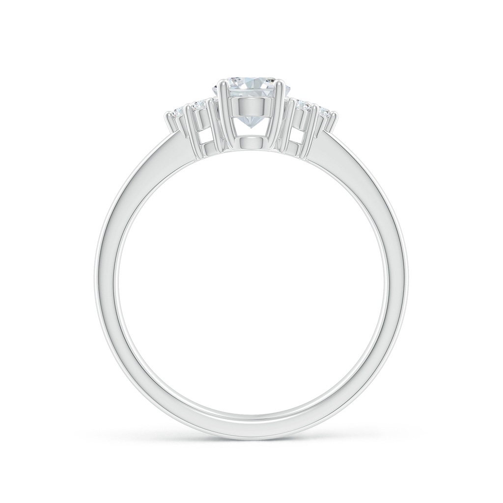 7x5mm FGVS Lab-Grown Solitaire Oval Diamond Ring with Trio Diamond Accents in White Gold - side 199