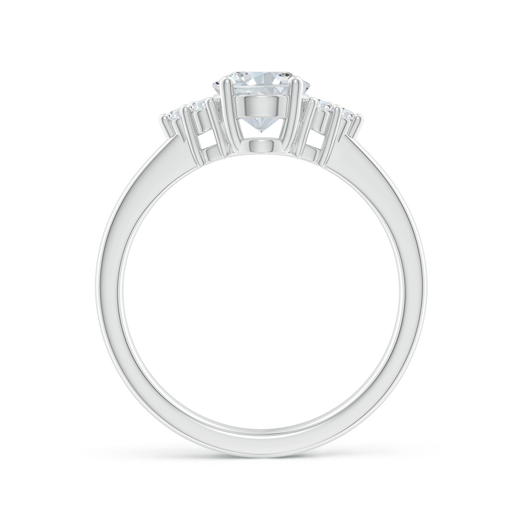 8x6mm FGVS Lab-Grown Solitaire Oval Diamond Ring with Trio Diamond Accents in White Gold - side 199