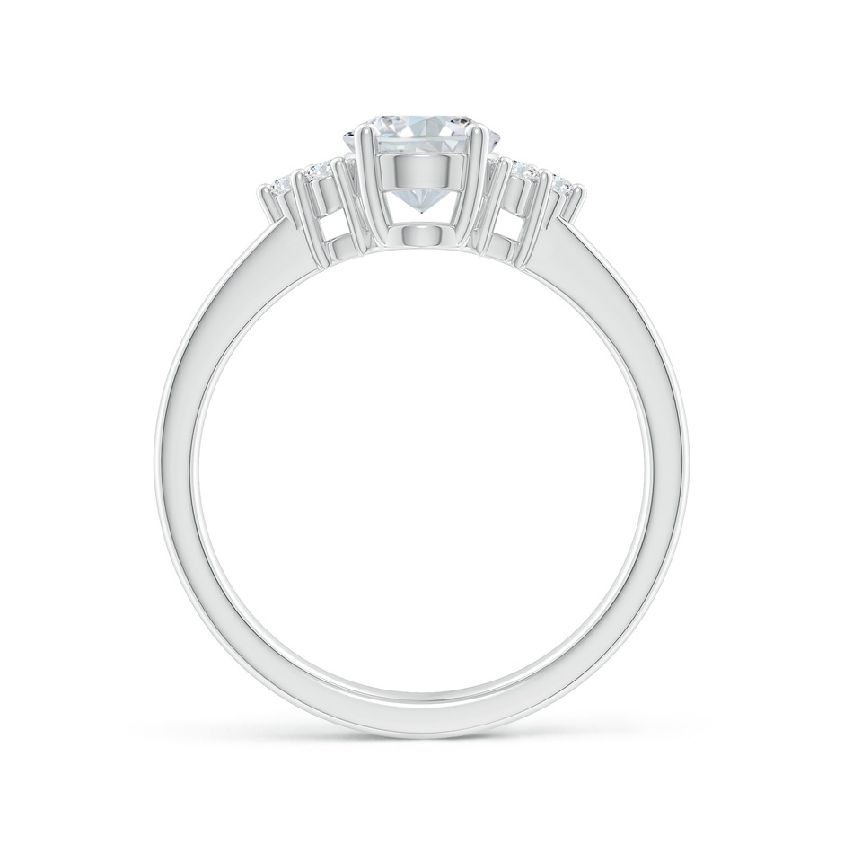 8x6mm FGVS Lab-Grown Solitaire Oval Diamond Ring with Trio Diamond Accents in White Gold side 199