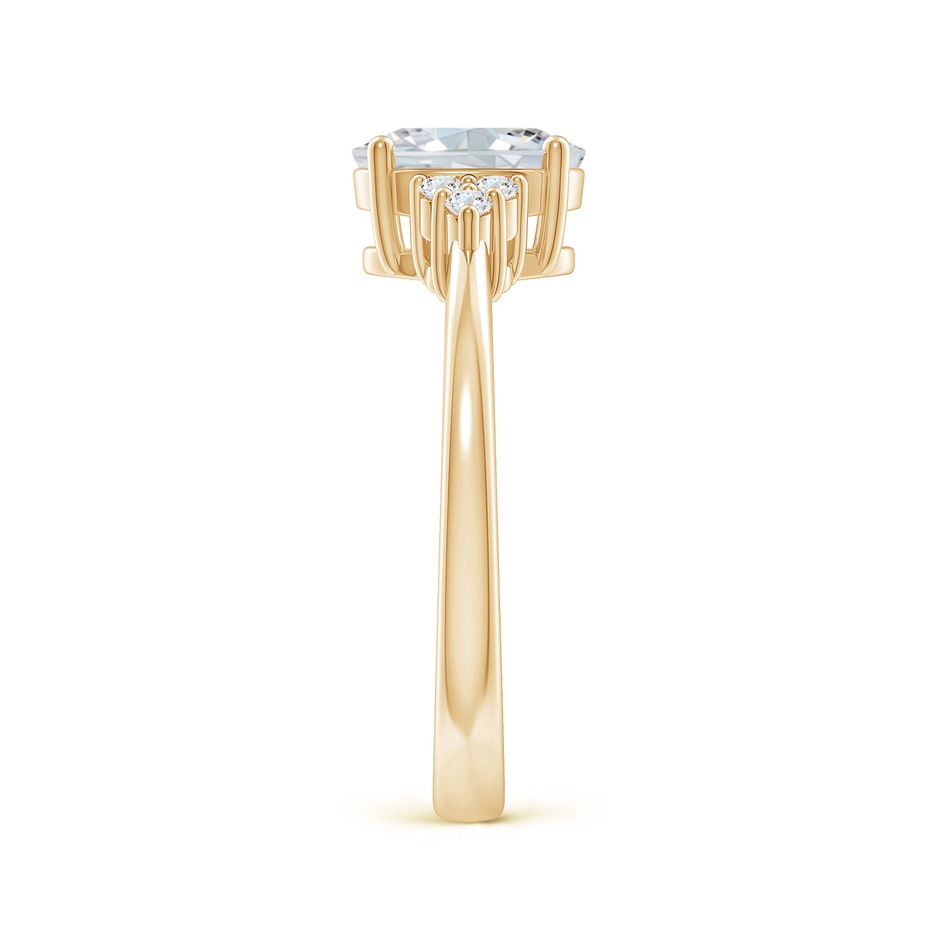 8x6mm FGVS Lab-Grown Solitaire Oval Diamond Ring with Trio Diamond Accents in Yellow Gold side 299