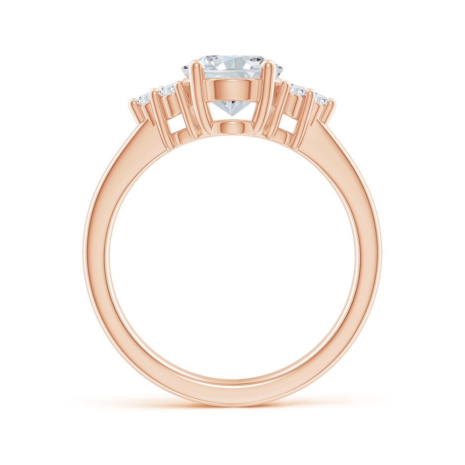 9x7mm FGVS Lab-Grown Solitaire Oval Diamond Ring with Trio Diamond Accents in Rose Gold side 199