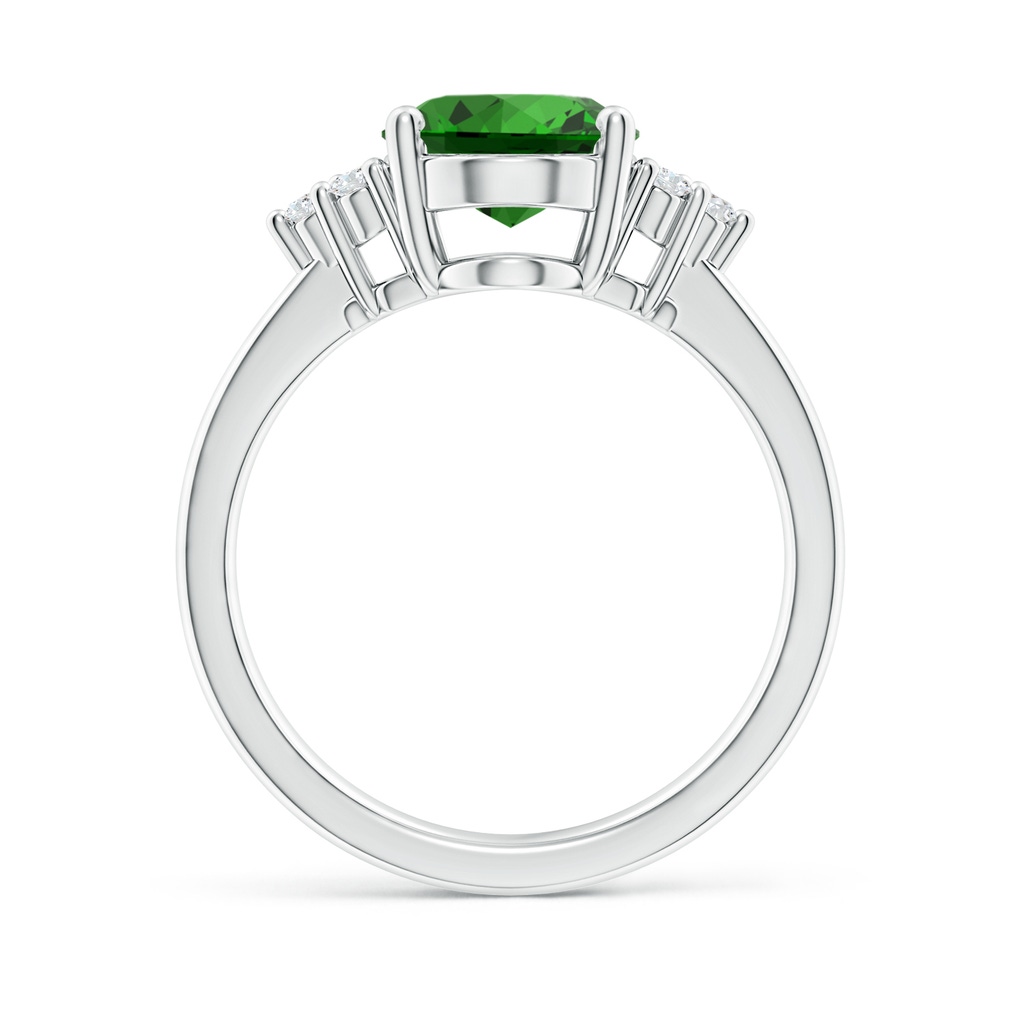 10x8mm Labgrown Lab-Grown Solitaire Oval Emerald Ring with Trio Diamond Accents in P950 Platinum Side 199