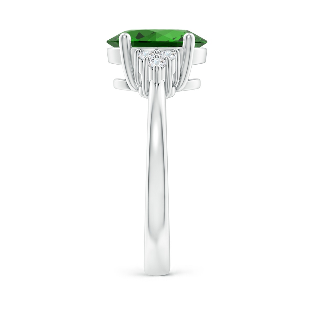 10x8mm Labgrown Lab-Grown Solitaire Oval Emerald Ring with Trio Diamond Accents in P950 Platinum Side 299