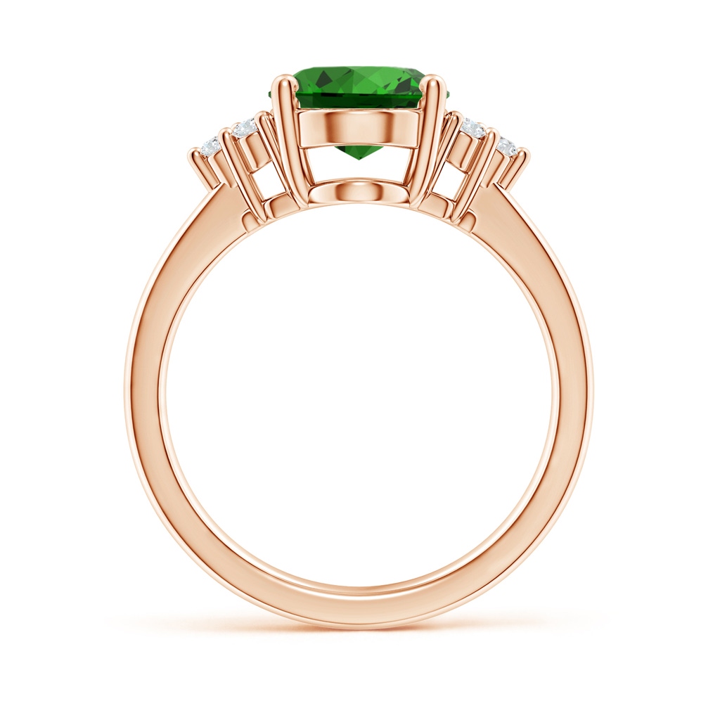 10x8mm Labgrown Lab-Grown Solitaire Oval Emerald Ring with Trio Diamond Accents in Rose Gold - side 199