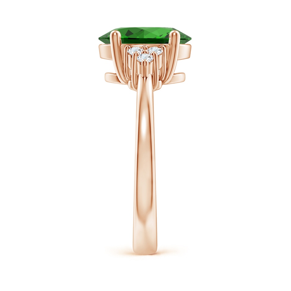 10x8mm Labgrown Lab-Grown Solitaire Oval Emerald Ring with Trio Diamond Accents in Rose Gold side 299