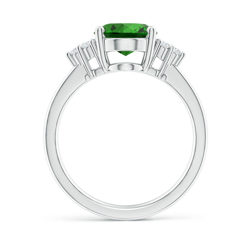 10x8mm Labgrown Lab-Grown Solitaire Oval Emerald Ring with Trio Diamond Accents in White Gold - side 199
