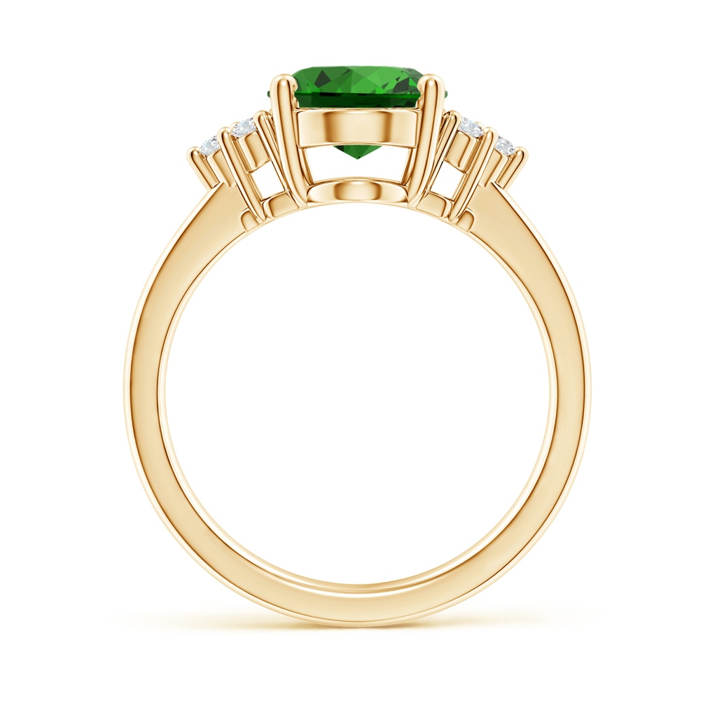 10x8mm Labgrown Lab-Grown Solitaire Oval Emerald Ring with Trio Diamond Accents in Yellow Gold - side 199