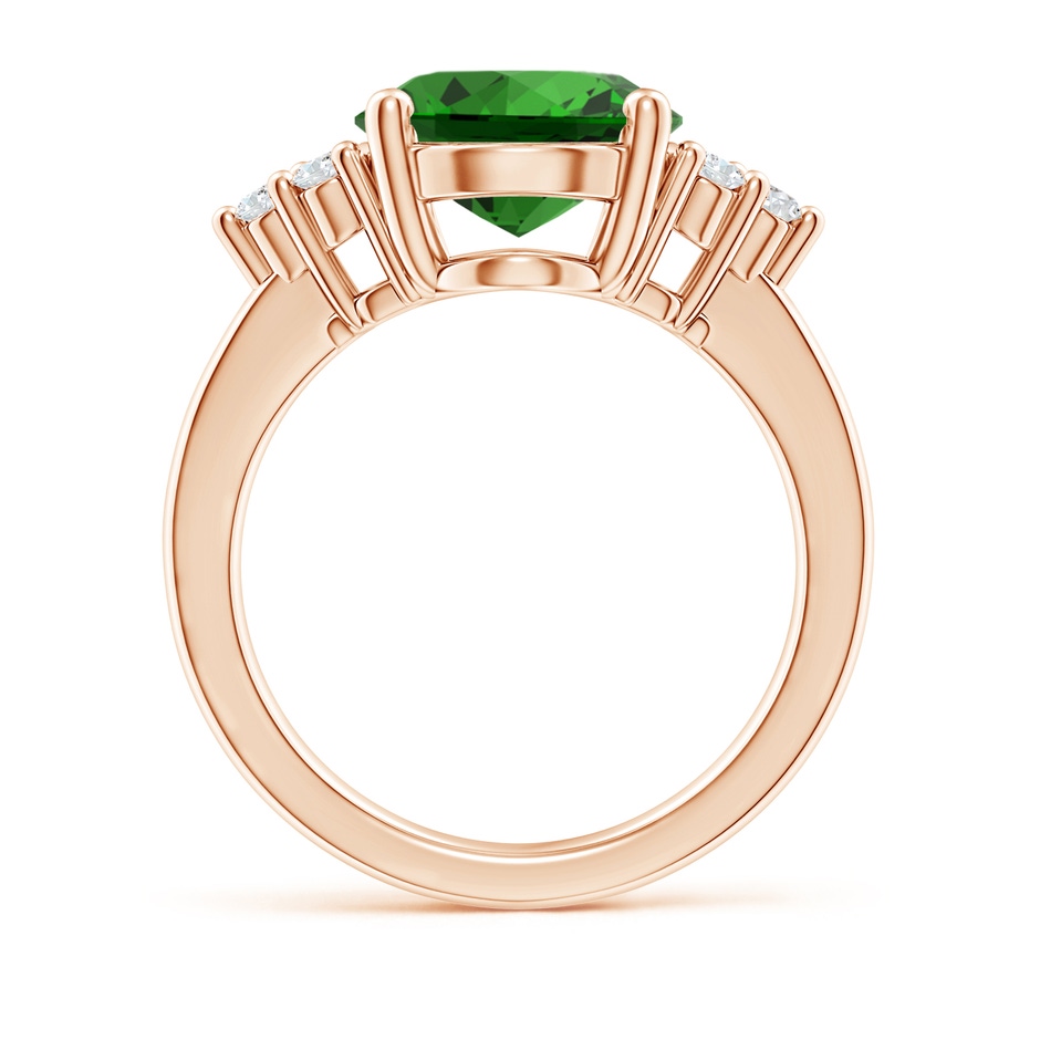 12x10mm Labgrown Lab-Grown Solitaire Oval Emerald Ring with Trio Diamond Accents in Rose Gold side 199