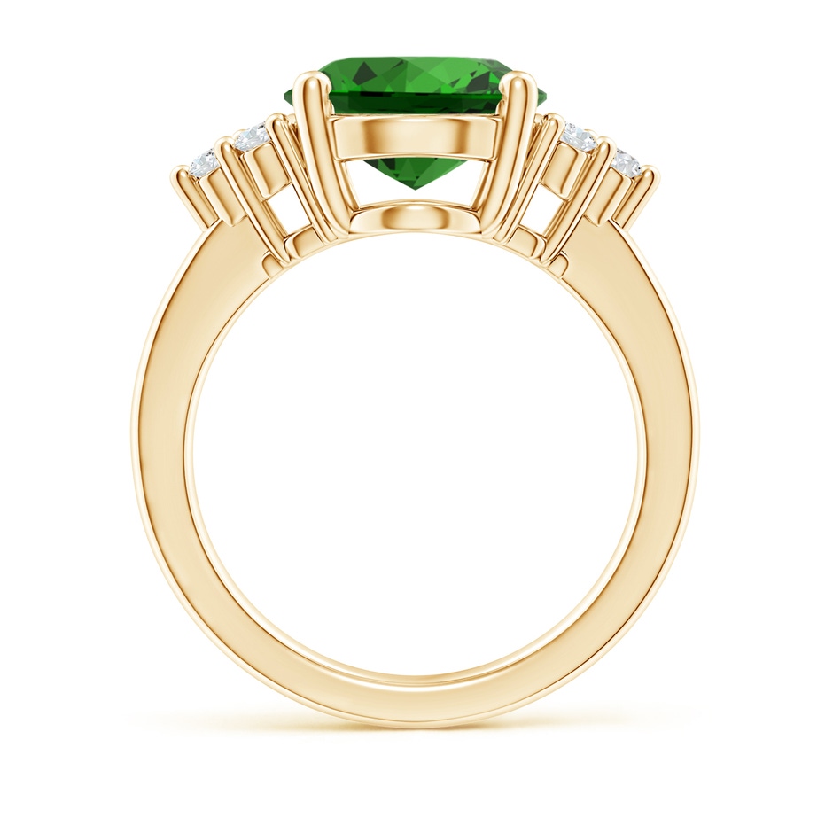 12x10mm Labgrown Lab-Grown Solitaire Oval Emerald Ring with Trio Diamond Accents in Yellow Gold side 199