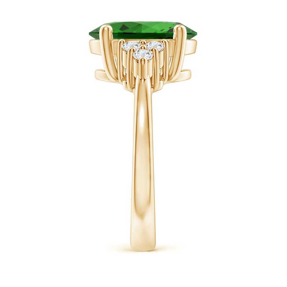 12x10mm Labgrown Lab-Grown Solitaire Oval Emerald Ring with Trio Diamond Accents in Yellow Gold side 299