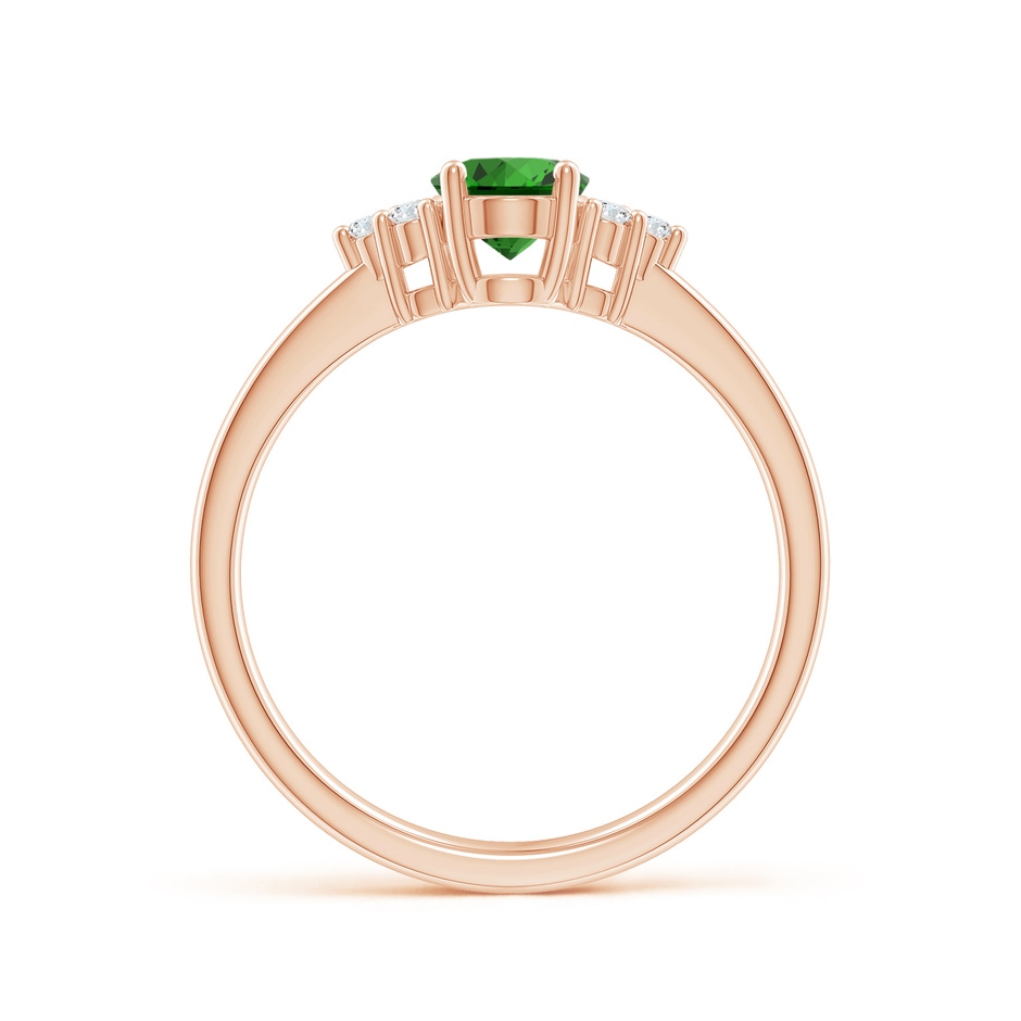 7x5mm Labgrown Lab-Grown Solitaire Oval Emerald Ring with Trio Diamond Accents in Rose Gold side 199