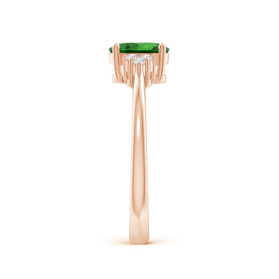 7x5mm Labgrown Lab-Grown Solitaire Oval Emerald Ring with Trio Diamond Accents in Rose Gold side 299