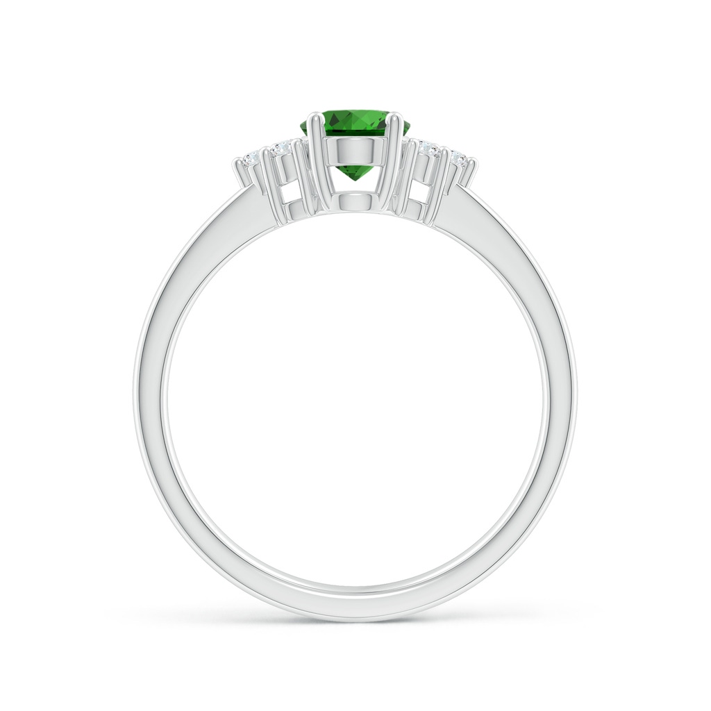 7x5mm Labgrown Lab-Grown Solitaire Oval Emerald Ring with Trio Diamond Accents in White Gold Side 199