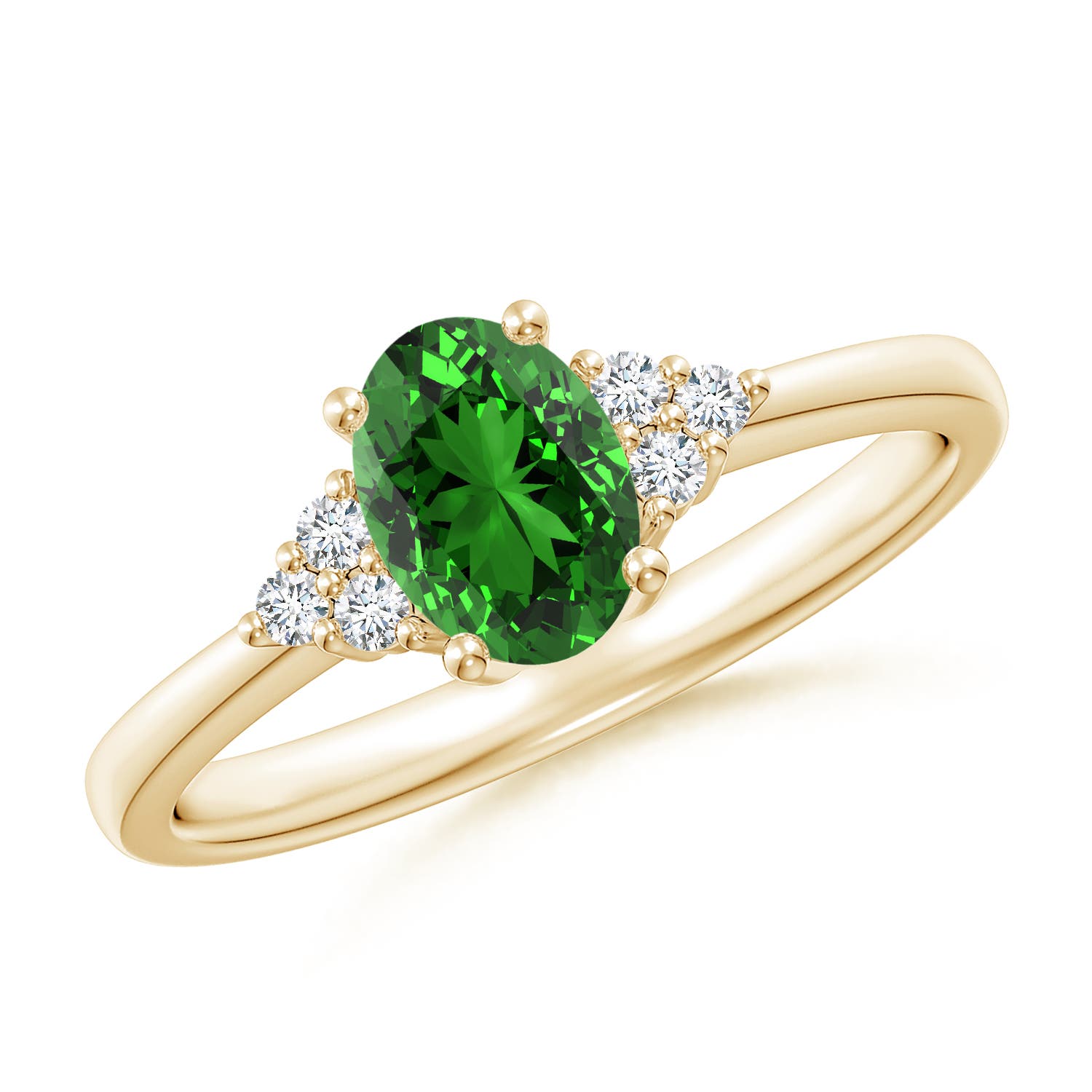 Premium - Lab-Grown Emerald / 0.74 CT / 14 KT Yellow Gold