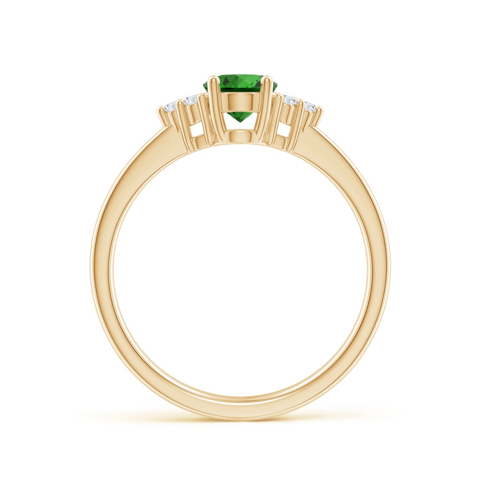 7x5mm Labgrown Lab-Grown Solitaire Oval Emerald Ring with Trio Diamond Accents in Yellow Gold side 199