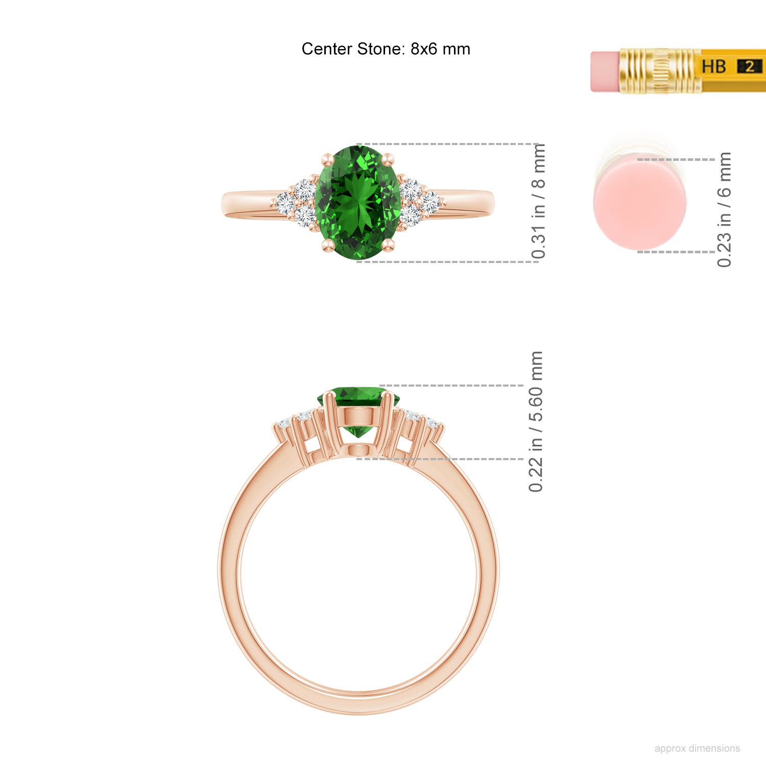 Premium - Lab-Grown Emerald / 1.21 CT / 14 KT Rose Gold