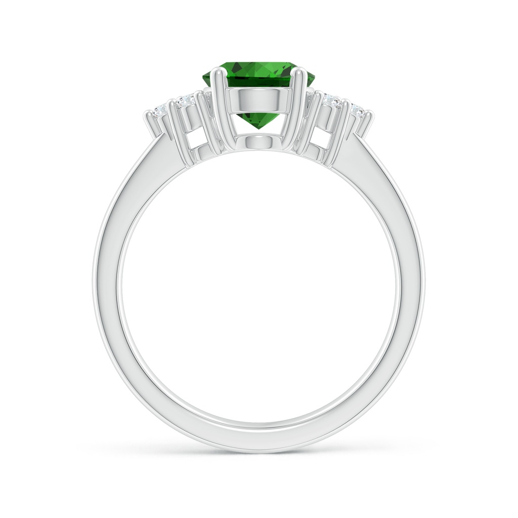 9x7mm Labgrown Lab-Grown Solitaire Oval Emerald Ring with Trio Diamond Accents in White Gold Side 199