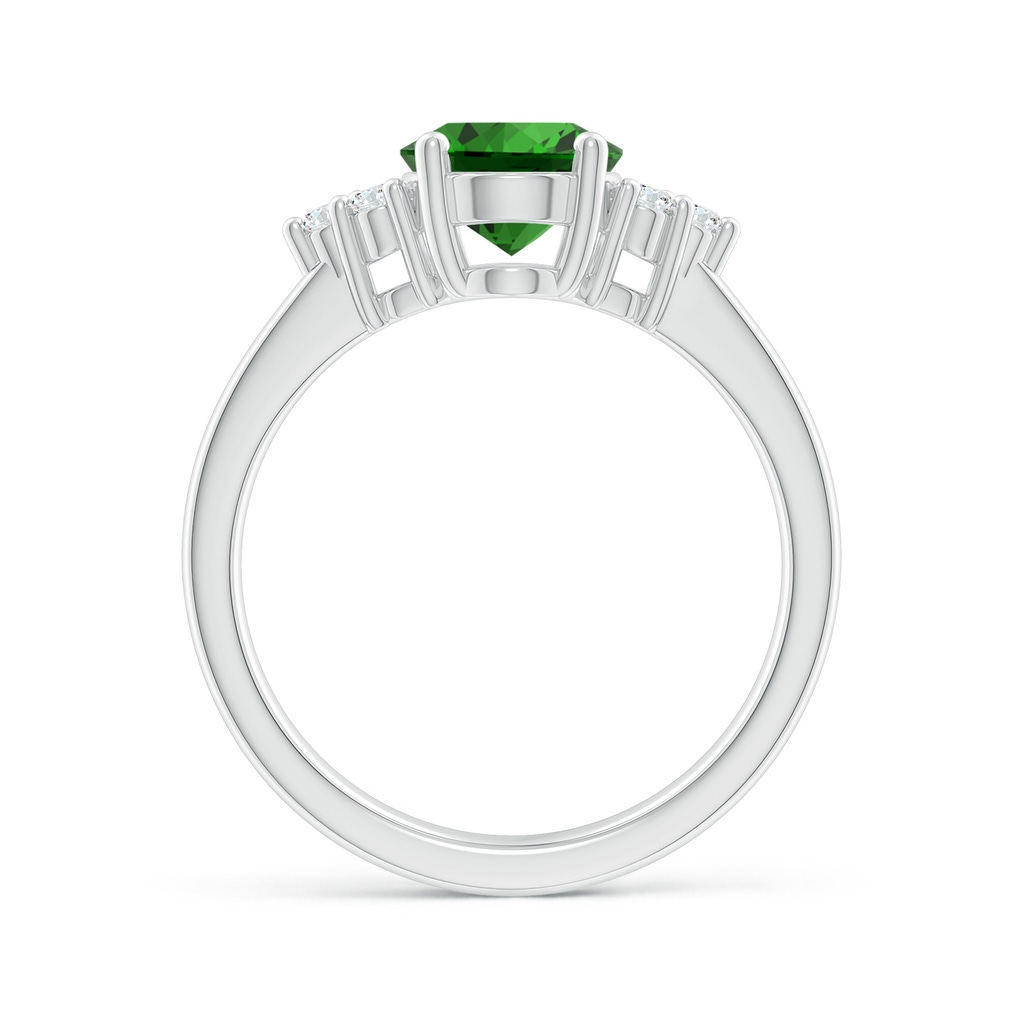 9x7mm Labgrown Lab-Grown Solitaire Oval Emerald Ring with Trio Diamond Accents in White Gold - side 199