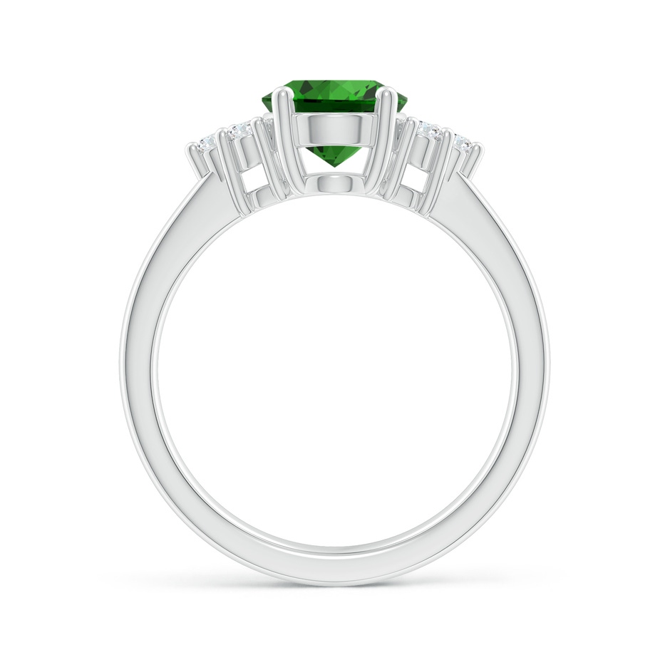 9x7mm Labgrown Lab-Grown Solitaire Oval Emerald Ring with Trio Diamond Accents in White Gold side 199