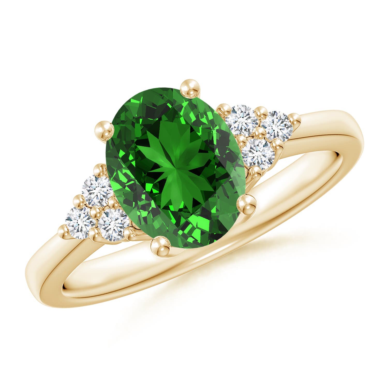 Premium - Lab-Grown Emerald / 1.65 CT / 14 KT Yellow Gold