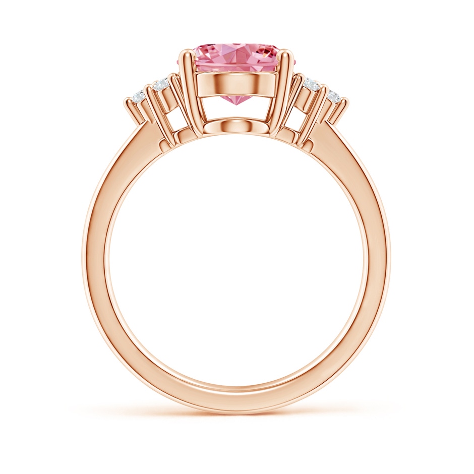 10x8mm Labgrown Solitaire Oval Lab-Grown Fancy Intense Pink and White Diamond Promise Ring in Rose Gold side 199