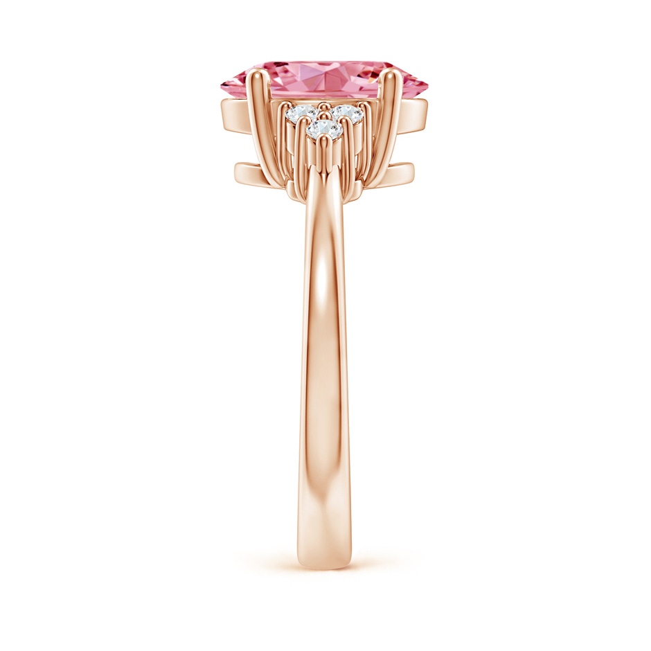 10x8mm Labgrown Solitaire Oval Lab-Grown Fancy Intense Pink and White Diamond Promise Ring in Rose Gold side 299