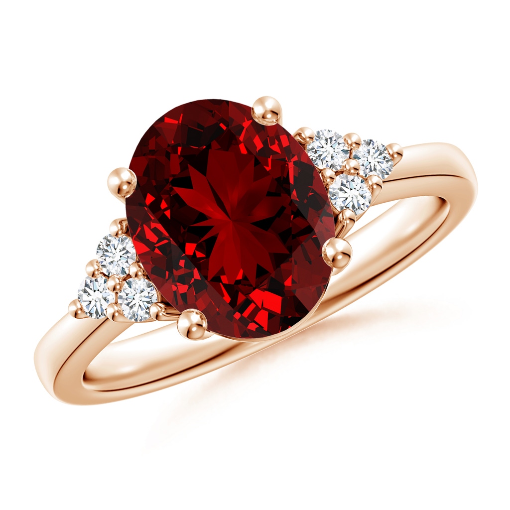 10x8mm Labgrown Lab-Grown Solitaire Oval Ruby and Diamond Promise Ring in Rose Gold