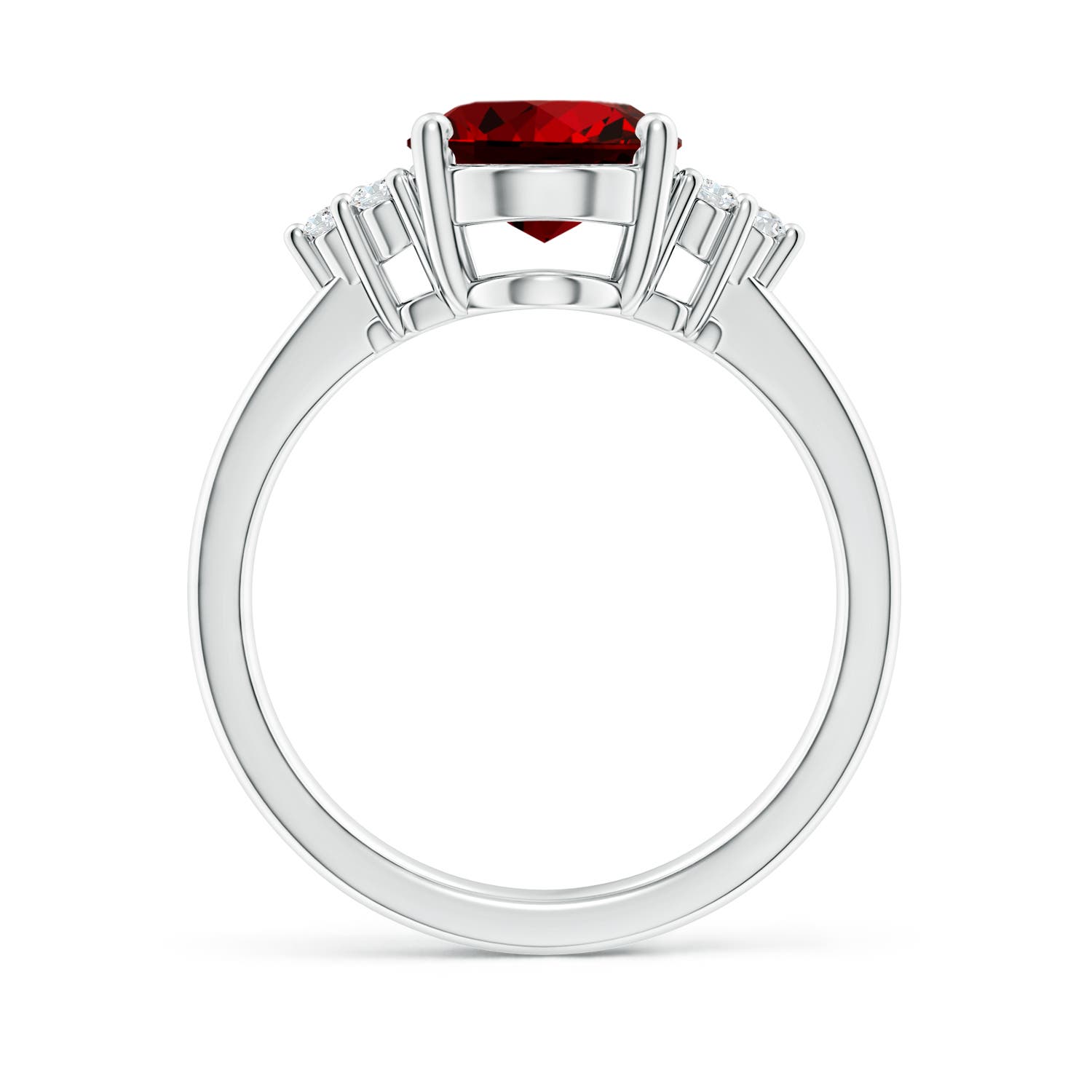 10x8mm Labgrown Lab-Grown Solitaire Oval Ruby and Lab Diamond Promise Ring in White Gold