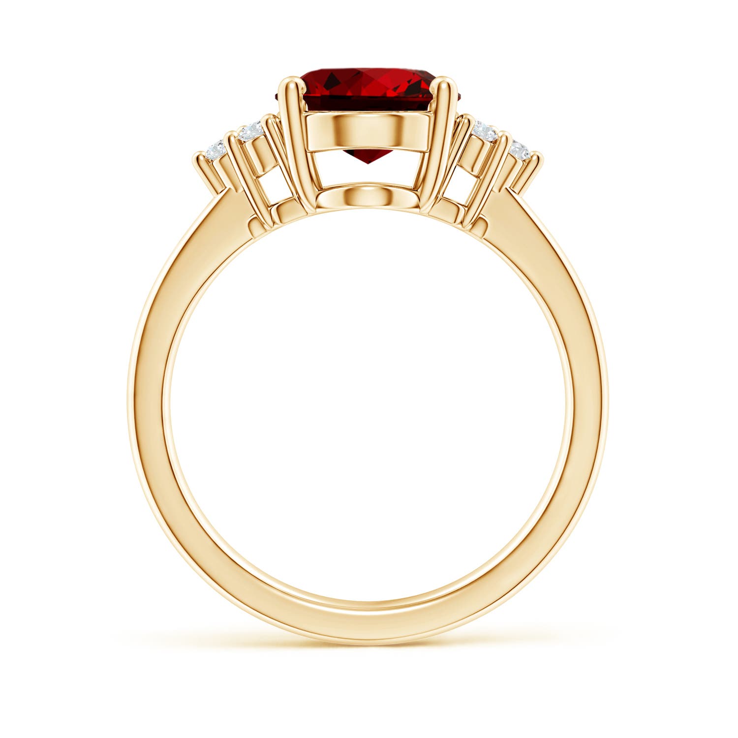 10x8mm Labgrown Lab-Grown Solitaire Oval Ruby and Lab Diamond Promise Ring in Yellow Gold