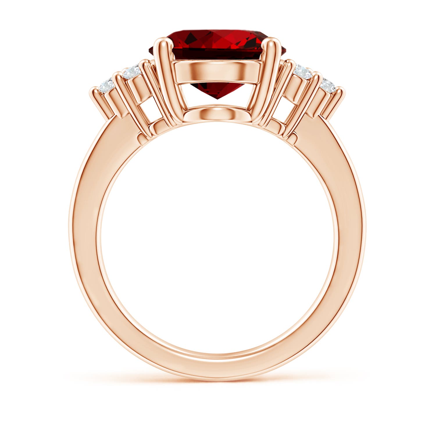 12x10mm Labgrown Lab-Grown Solitaire Oval Ruby and Lab Diamond Promise Ring in Rose Gold