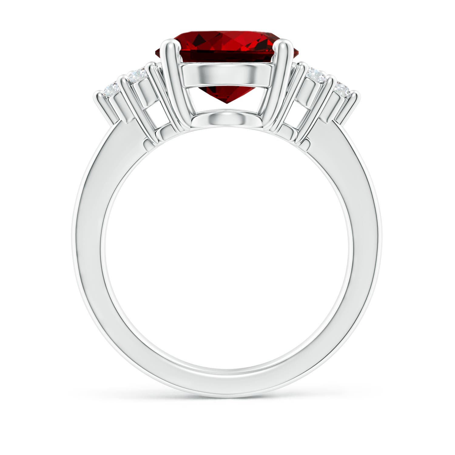 12x10mm Labgrown Lab-Grown Solitaire Oval Ruby and Lab Diamond Promise Ring in White Gold